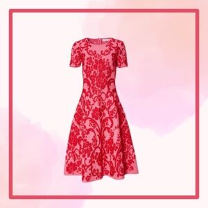 Carolina Herrera Paisley Knit Flare Midi Dress